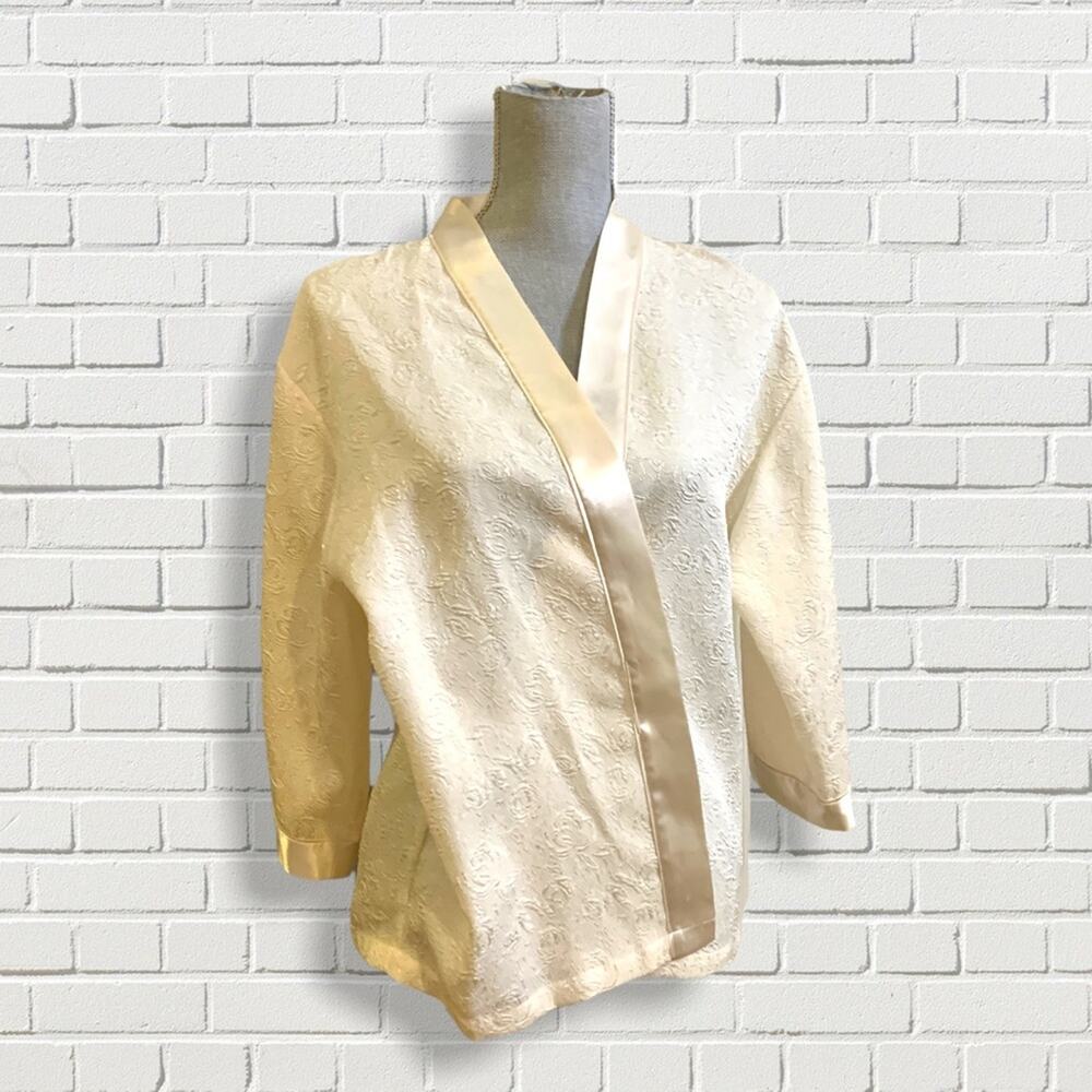 Oscar de la Renta Pink Label Floral Cream Kimono Jacket Medium - Picture 2 of 13